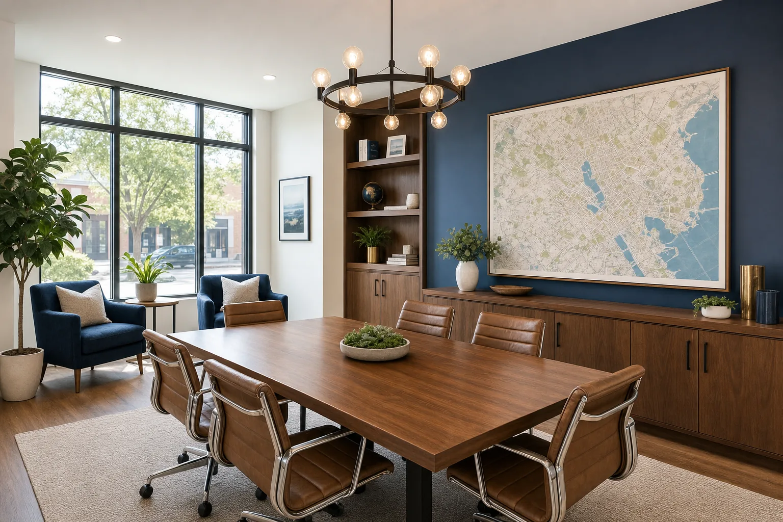 Modern real estate office conference room